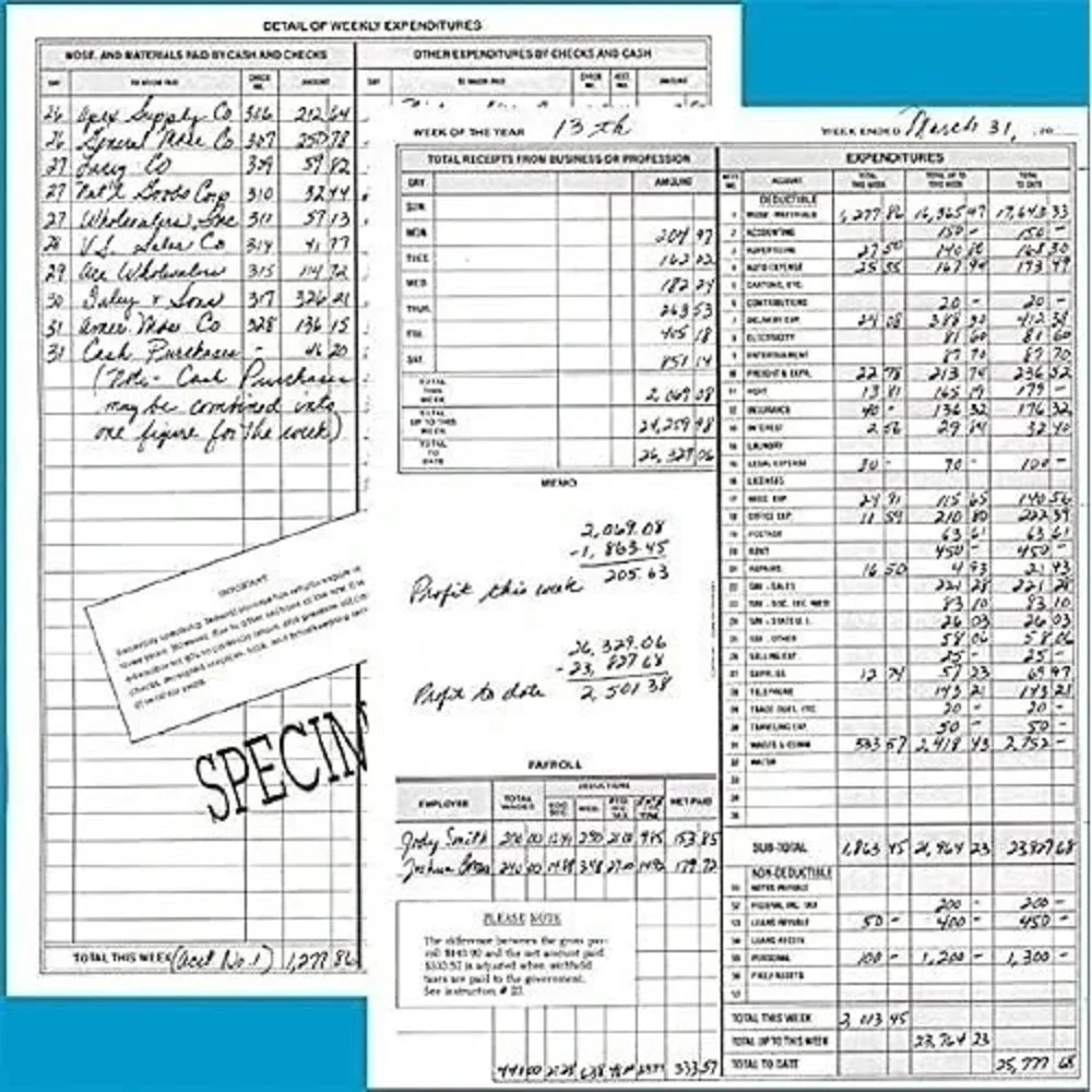 Dome DOM600 - Bookkeeping Record Book 128 Pages 9x11in.  Brown Weekly Ledger Pad